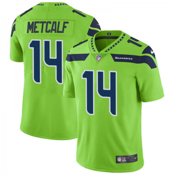 Men's Nike Seattle Seahawks #14 DK Metcalf Green Color Rush Neon Limited NFL Jersey