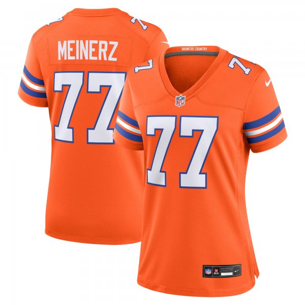 Women's Denver Broncos #77 Quinn Meinerz Nike Orange Mile High Collection 1977 Throwback Player Jersey