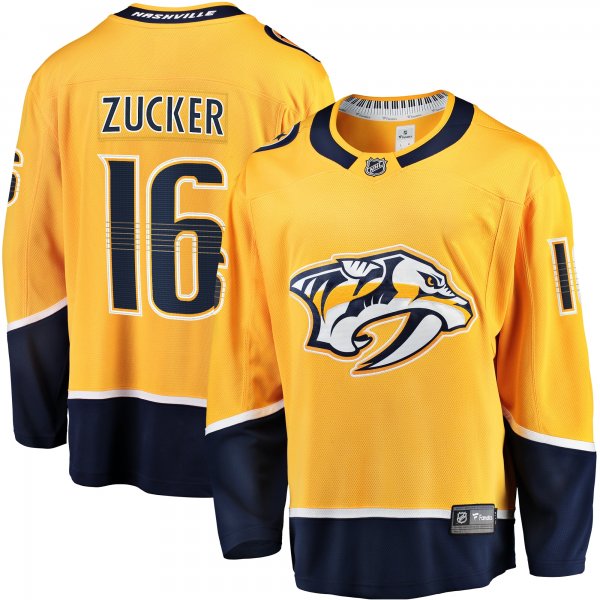 Men's Nashville Predators Jason Zucker Fanatics Gold  Premier Breakaway Player Jersey