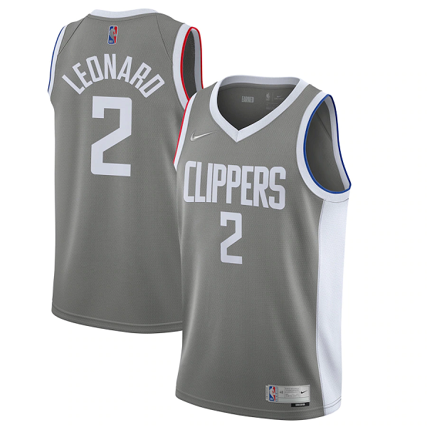 Men's Nike Los Angeles Clippers Kawhi Leonard #2 Gray 2021 Swingman Player Earned NBA Jersey