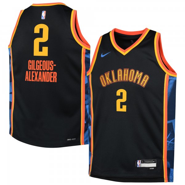 Shai Gilgeous-Alexander # 2 Oklahoma City Thunder Nike Youth 2024/25 Swingman City Edition Black Player Jersey