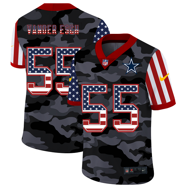 Men's Dallas Cowboys #55 Leighton Vander Esch USA Camo 2020 Salute To Service Stitched NFL Nike Limited Jersey