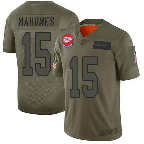 Kansas City Chiefs #15 Patrick Mahomes Camo Men's Stitched NFL Limited 2019 Salute To Service Jersey