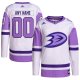 Men's Anaheim Ducks adidas White/Purple Hockey Fights Cancer Primegreen Custom Jersey