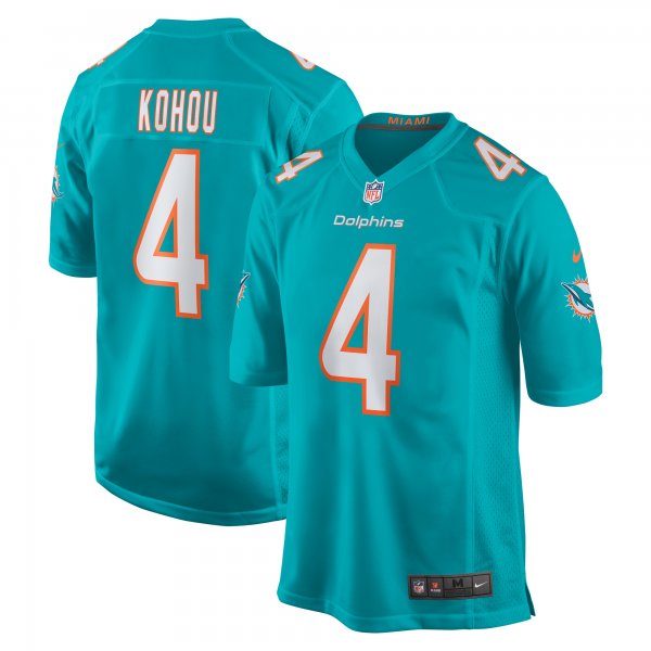 Men's Miami Dolphins Kader Kohou Nike Aqua Game Player Jersey