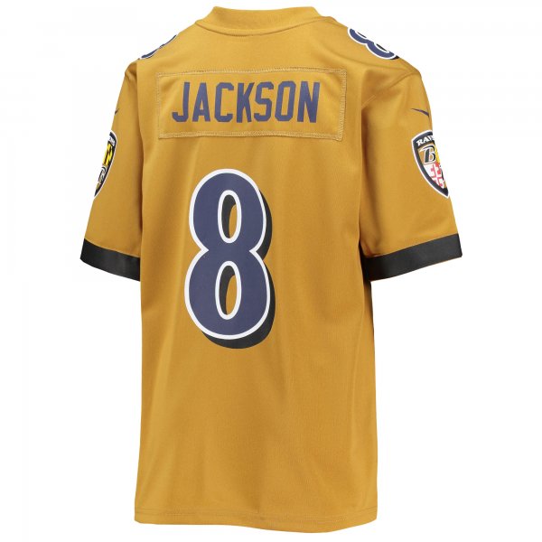 Youth Baltimore Ravens Lamar Jackson Nike Gold Inverted Team Game Jersey