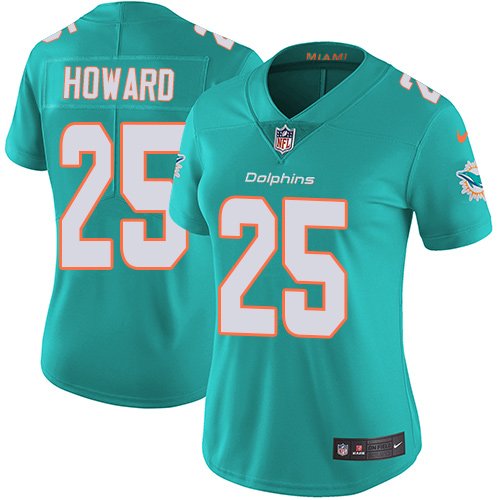 Nike Miami Dolphins #25 Xavien Howard Aqua Green Team Color Women's Stitched NFL Vapor Untouchable Limited Jersey