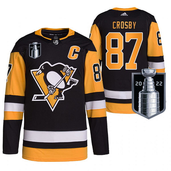 Men's Pittsburgh Penguins Sidney Crosby 2022 Stanley Cup Playoffs #87 Black Jersey