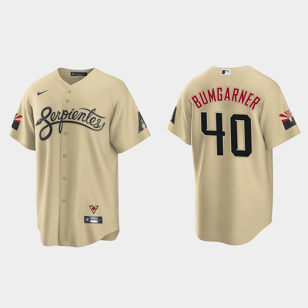 Men's Arizona Diamondbacks #40 Madison Bumgarner 2021 City Connect Gold MLB Jersey