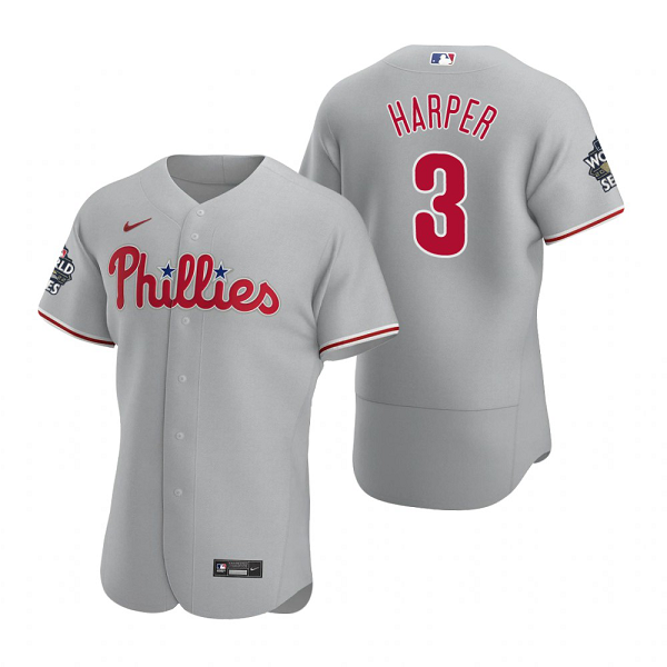 Philadelphia Phillies Bryce Harper Gray 2022 World Series Flex Base Jersey