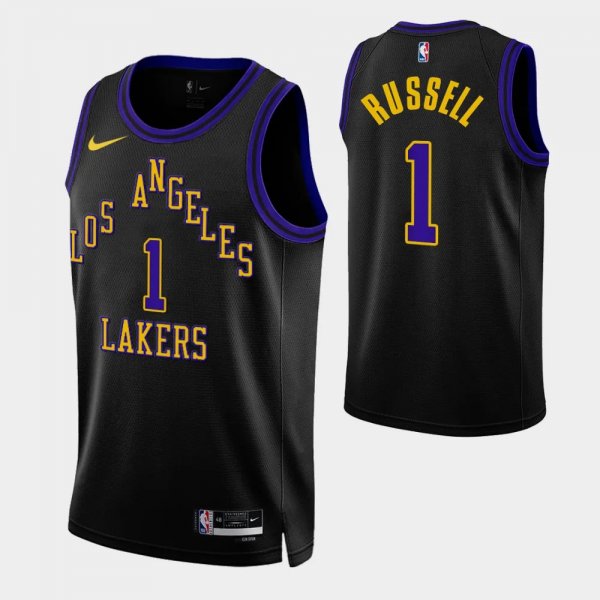 2023-24 City Edition Los Angeles Lakers #1 D'Angelo Russell Black Swingman Jersey