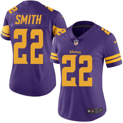 Nike Minnesota Vikings #22 Harrison Smith Purple Women's Stitched NFL Limited Rush Jersey