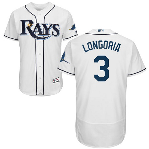 Women's Tampa Bay Rays #3 Evan Longoria White Flexbase Collection Stitched MLB Jersey