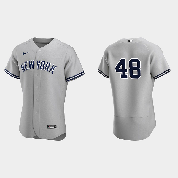 #48 Anthony Rizzo New York Yankees Flex Base Road Gray Men's Jersey