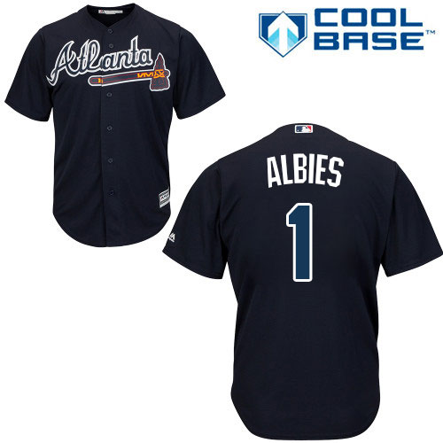 Atlanta Braves #1 Ozzie Albies Navy Blue Cool Base Stitched Youth MLB Jersey