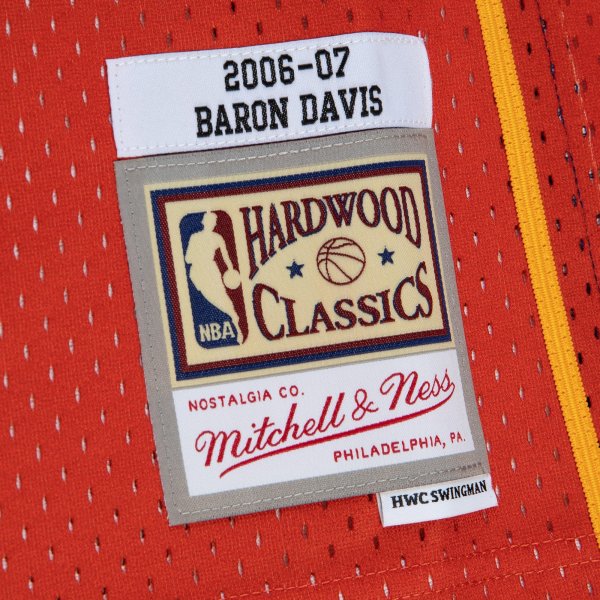 Men's Golden State Warriors Baron Davis Mitchell & Ness Navy/Orange 2006/07 Hardwood Classics Fadeaway Swingman Player Jersey