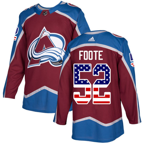 Adidas Colorado Avalanche #52 Adam Foote Burgundy Home USA Flag Stitched NHL Jersey