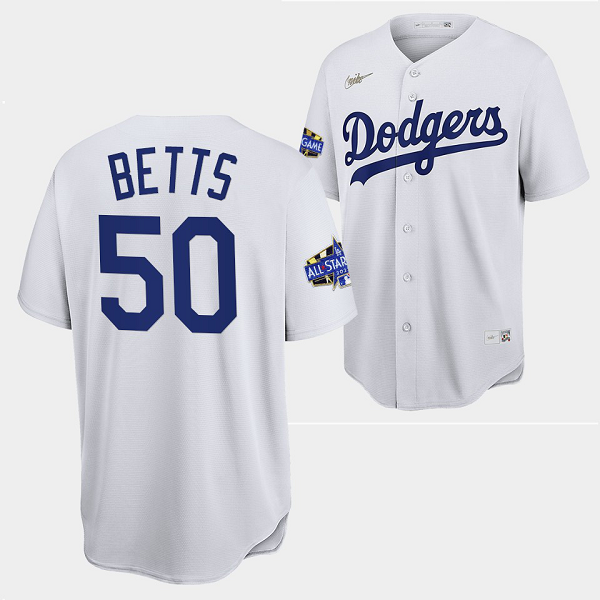 Men's Los Angeles Dodgers #50 Mookie Betts White 2022 All-Star MLB Jersey