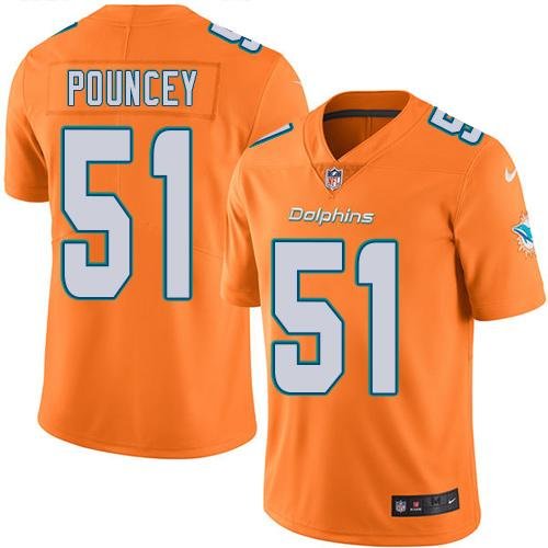 Nike Miami Dolphins #51 Mike Pouncey Orange Men's Stitched NFL Limited New Color Rush Jersey