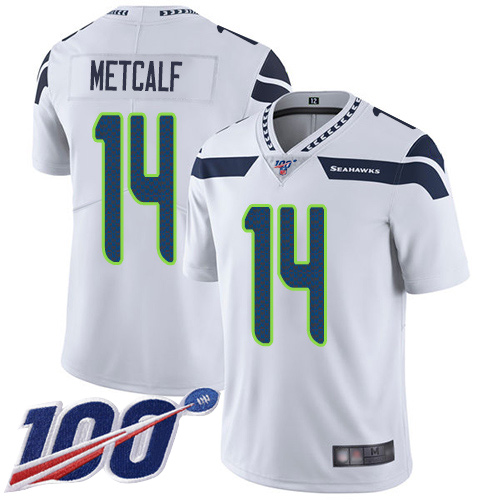 Seattle Seahawks #14 D.K. Metcalf White Youth Stitched NFL 100th Season Vapor Limited Jersey