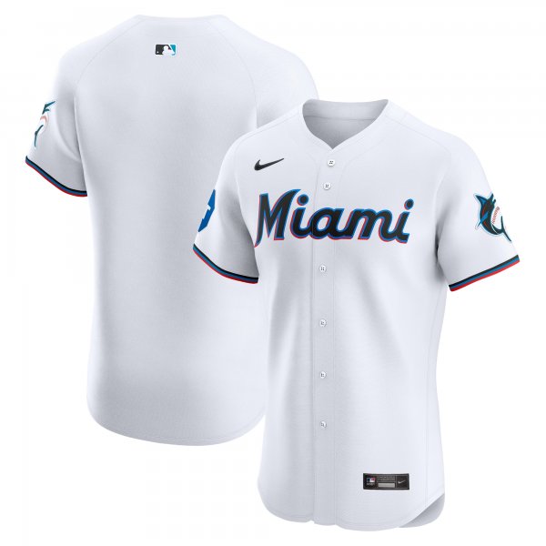 Men's Miami Marlins Nike White Home Elite Patch Jersey