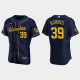 Men's Milwaukee Brewers #39 Corbin Burnes MLB Navy Flex Base Alternate Jersey