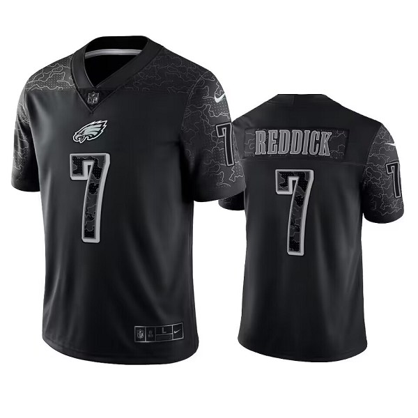 Men's Philadelphia Eagles #7 Haason Reddick Black Reflective Vapor Limited Jersey