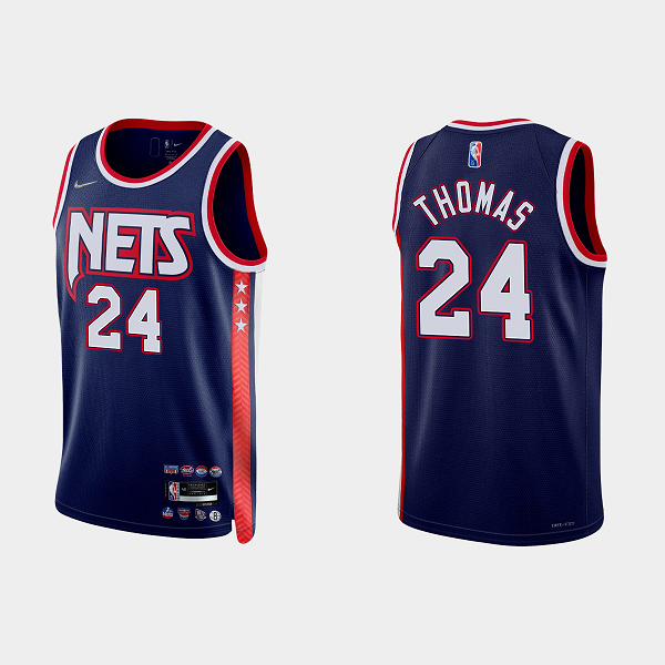 Men's Brooklyn Nets #24 Cameron Thomas 2021-22 75th Anniversary City Navy NBA Jersey