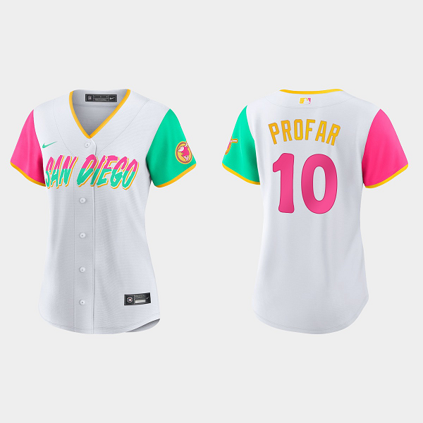 Women's San Diego Padres #10 Jurickson Profar White 2022 City Connect MLB Jersey