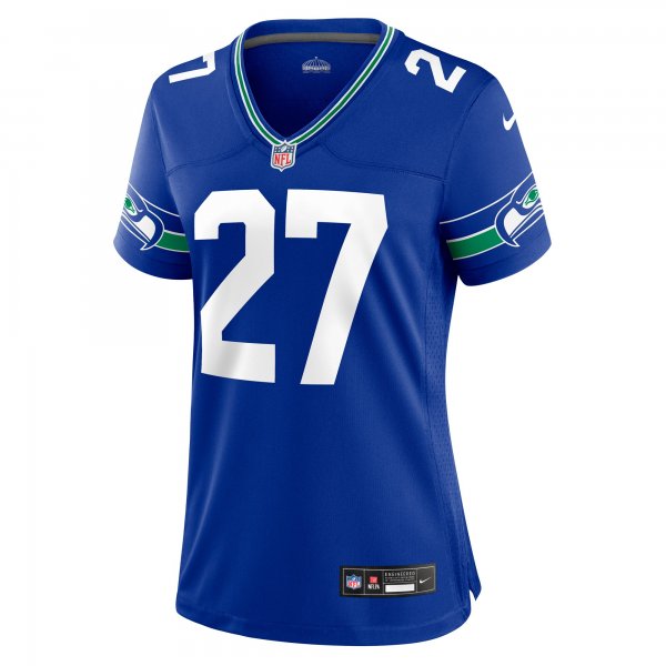 Women's Seattle Seahawks Tariq Woolen Nike Royal Throwback Player Game Jersey