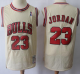 Men's Mitchell and Ness Chicago Bulls #23 Michael Jordan Cream Throwback Stitched NBA Jersey