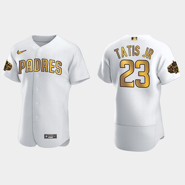 Men's San Diego Padres #23 Fernando Tatis Jr. 2022 MLB All-Star Game Flex Base Jersey - White Gold