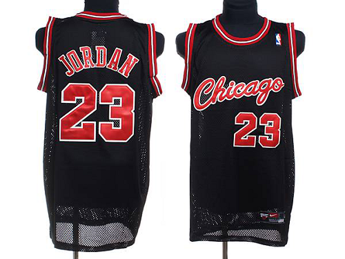 Men's Chicago Bulls #23 Michael Jordan Stitched Black Crabbed Typeface NBA Jersey