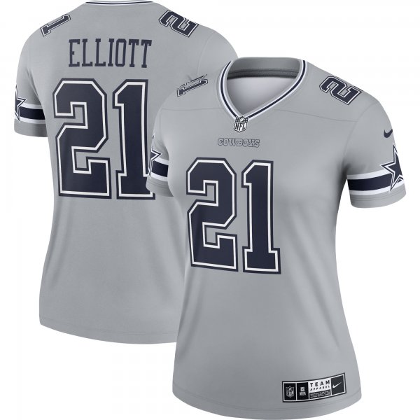 Women's Dallas Cowboys Ezekiel Elliott Nike Gray Inverted Legend Jersey