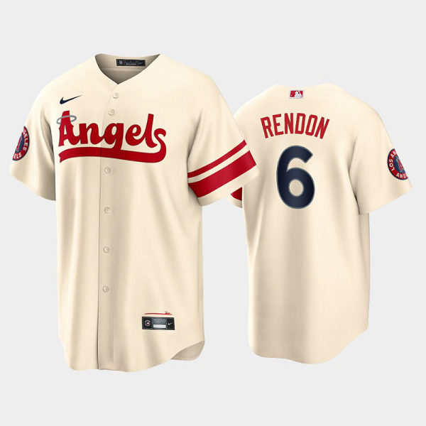 Men's Los Angeles Angels #6 Anthony Rendon 2022 City Connect Cream Cool Base MLB Jersey