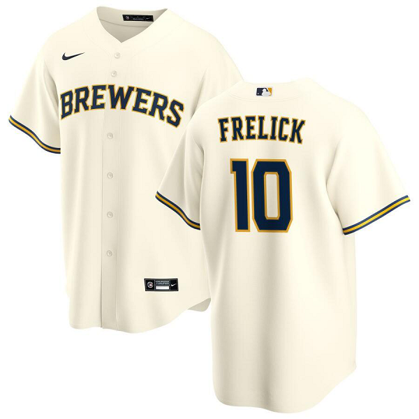 Youth Milwaukee Brewers #10 Sal Frelick Nike Cream Home Cool Base MLB Jersey