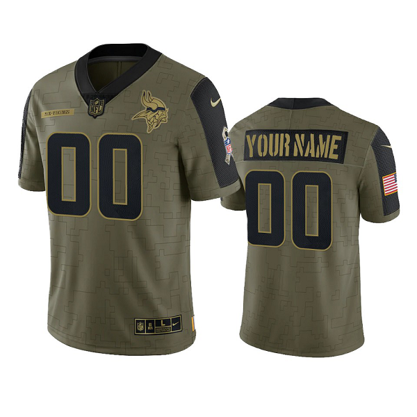 Minnesota Vikings Custom Olive 2021 Salute To Service Men's Limited NFL Jersey