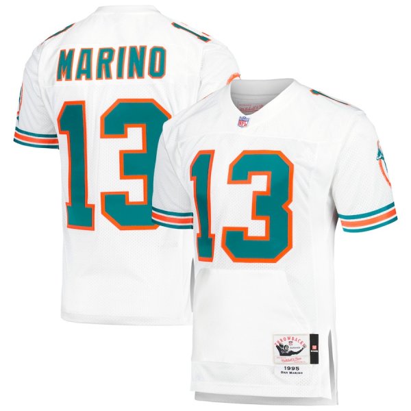 Men's Miami Dolphins 1995 Dan Marino Mitchell & Ness White Throwback Retired Player PocketÃ¨ÂÂ½Jersey