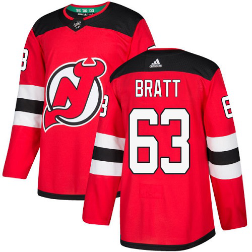 Men's Adidas New Jersey Devils #63 Jesper Bratt Red NHL Home Jersey