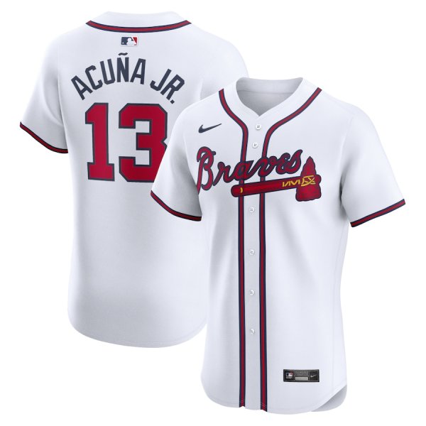 Men's Atlanta Braves Ronald Acu?a Jr. Nike White Home Elite Jersey