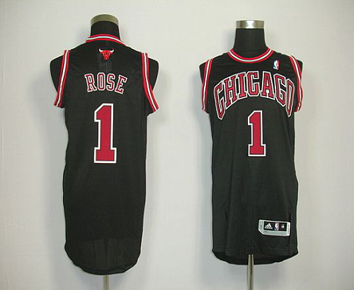 Men's Chicago Bulls #1 Derrick Rose Revolution 30 Black Stitched NBA Jersey