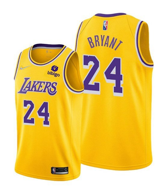 Men's Los Angeles Lakers #24 Kobe Bryant Yellow Icon 2021-22 Diamond 75th Anniversary NBA Jersey