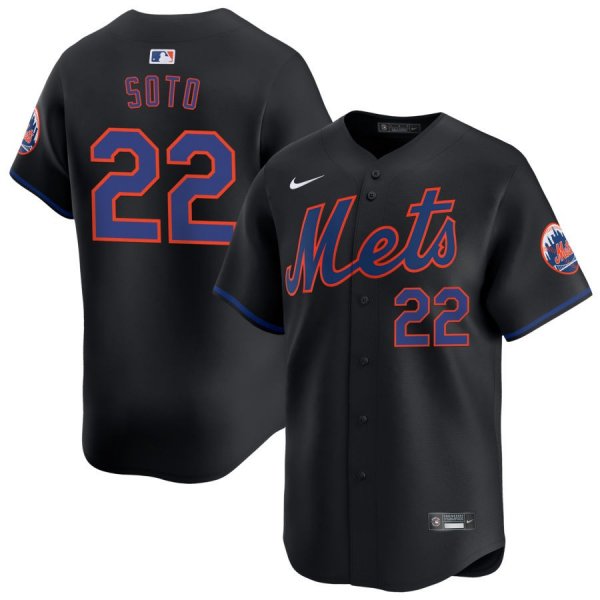 Men's #22 New York Mets Juan Soto Nike Black Home Limited Player Jersey