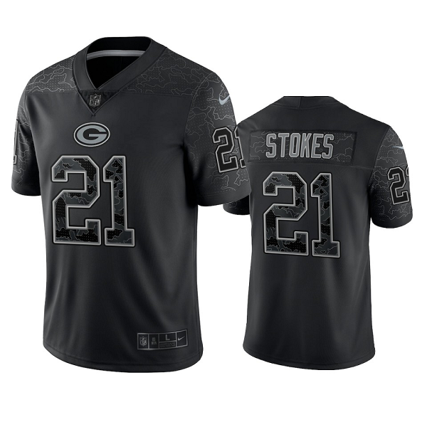 Green Bay Packers Eric Stokes Black Reflective Limited Jersey #21