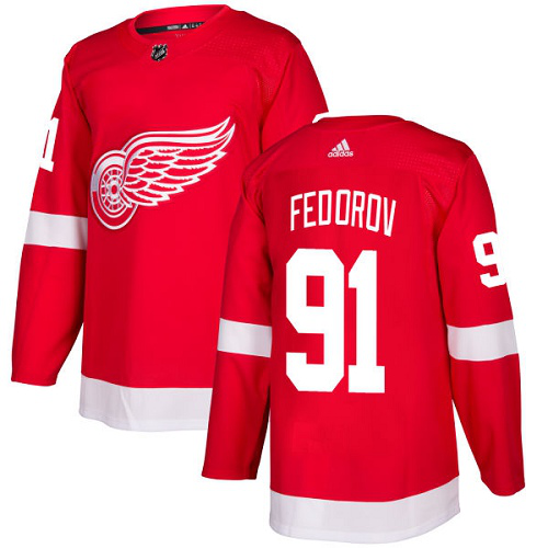 Adidas Detroit Red Wings #91 Sergei Fedorov Red Home Stitched NHL Jersey