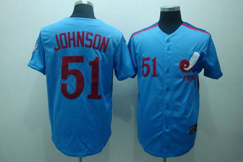 Mitchell And Ness Montreal Expos #51 Randy Johnson Blue Stitched Throwback MLB Jersey