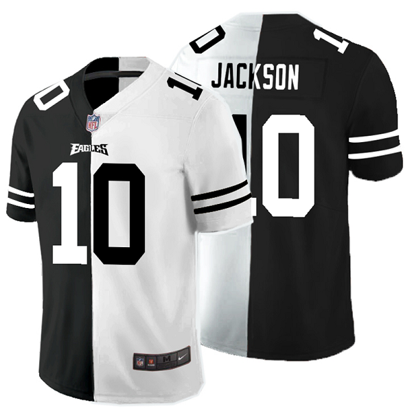 Men's Nike NFL Philadelphia Eagles #10 DeSean Jackson Black White Peaceful Coexisting Split 2020 Vapor Untouchable Stitched Limited Jersey