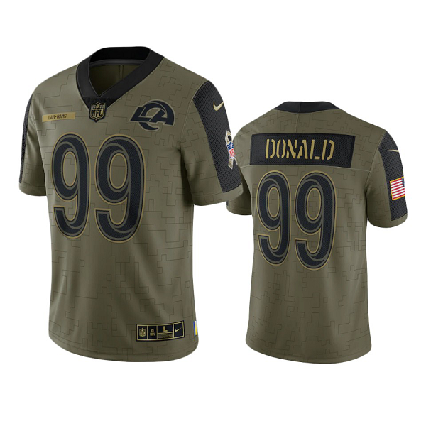 Los Angeles Rams Aaron Donald Olive 2021 Salute To Service Limited Men's NFL Jersey