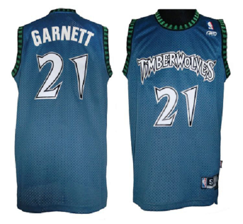 Men's Minnesota Timberwolves #21 Retro Garnett Blue Throwback Stitched NBA Jersey