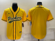 Men's Green Bay Packers Blank Yellow Stitched Baseball Cool Base Jersey